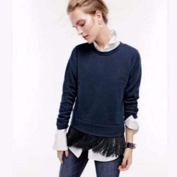 J. Crew Fringe Bottom Hem Sweatshirt - S - Picture 1 of 11